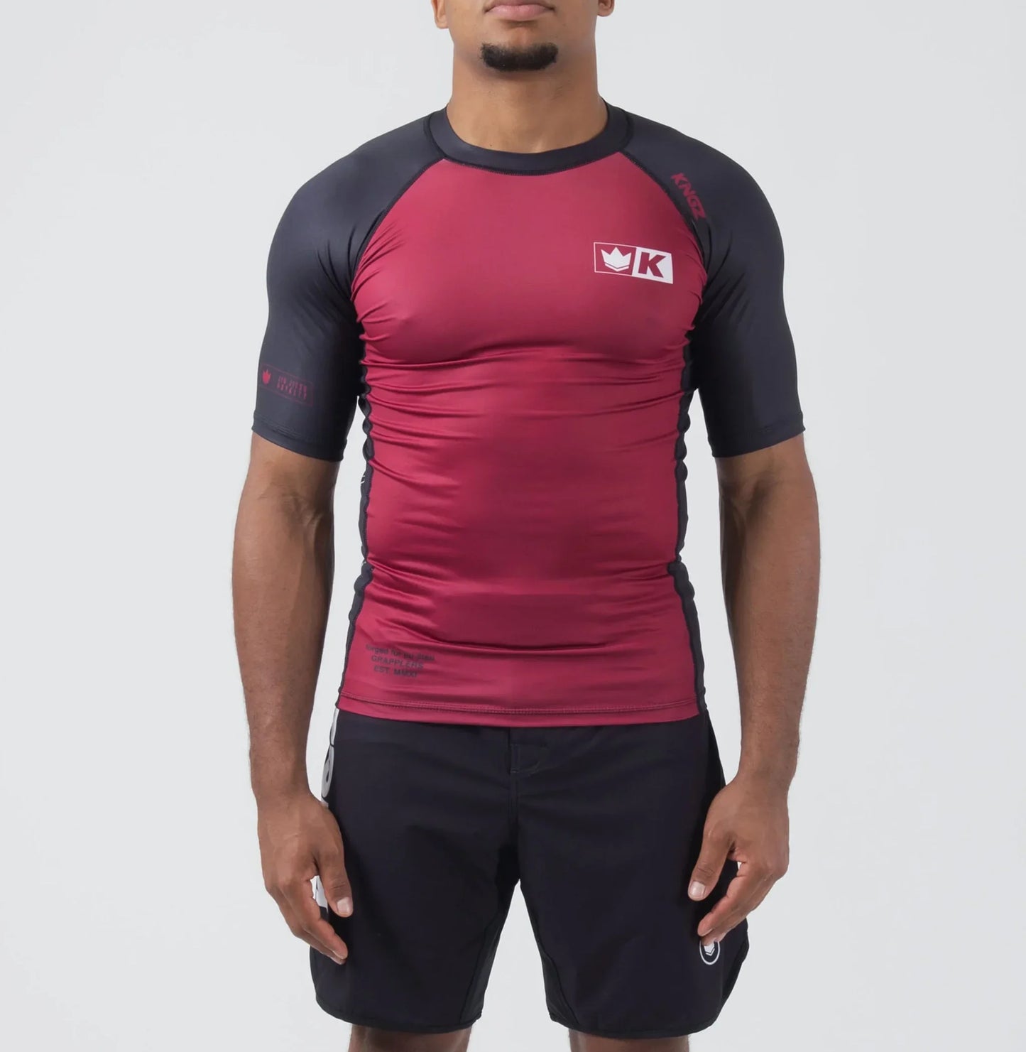 Kingz Krown S/S Jiu Jitsu Rash Guard - Maron - FIGHTWEAR