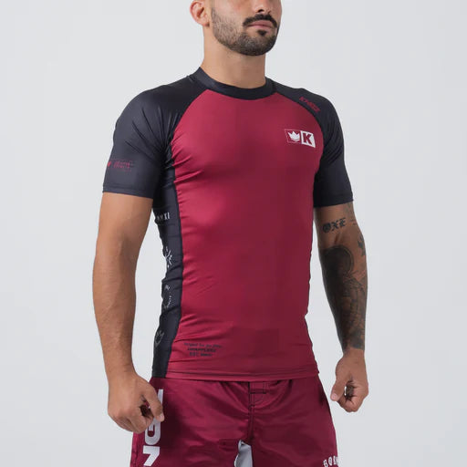 Kingz Krown S/S Jiu Jitsu Rash Guard - Maron - FIGHTWEAR