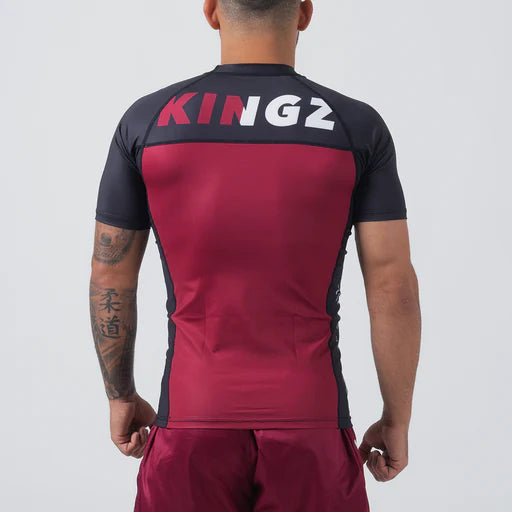 Kingz Krown S/S Jiu Jitsu Rash Guard - Maron - FIGHTWEAR