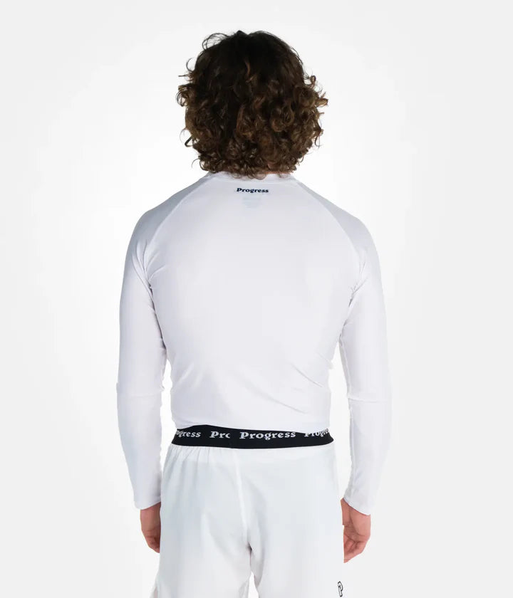 Progress Academy Rashguard Longsleeve - Weiss - FIGHTWEAR