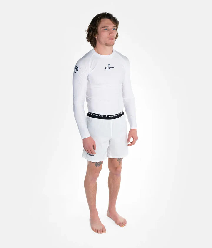 Progress Academy Rashguard Longsleeve - Weiss - FIGHTWEAR