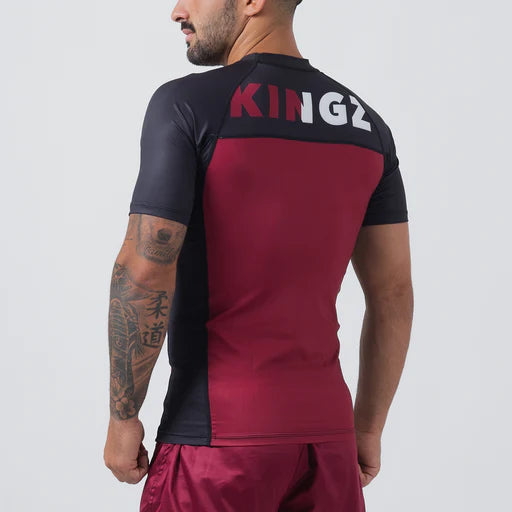 Kingz Krown S/S Jiu Jitsu Rash Guard - Maron - FIGHTWEAR