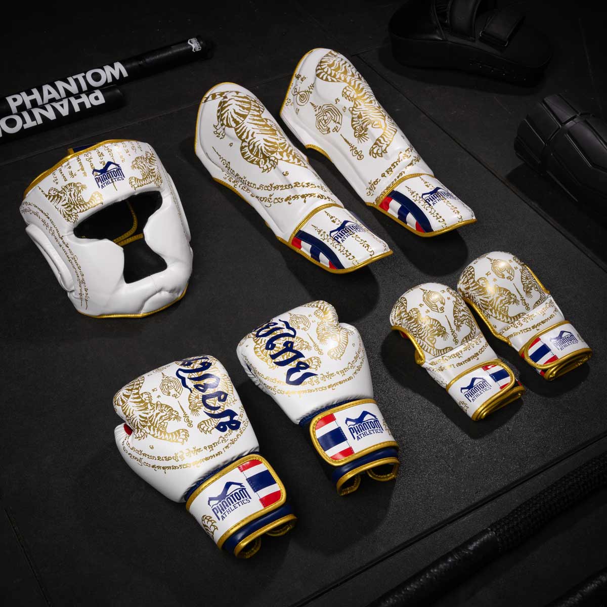 Phantom Athletics Schienbeinschutz Muay Thai Limited Edition - Weiss/Gold
