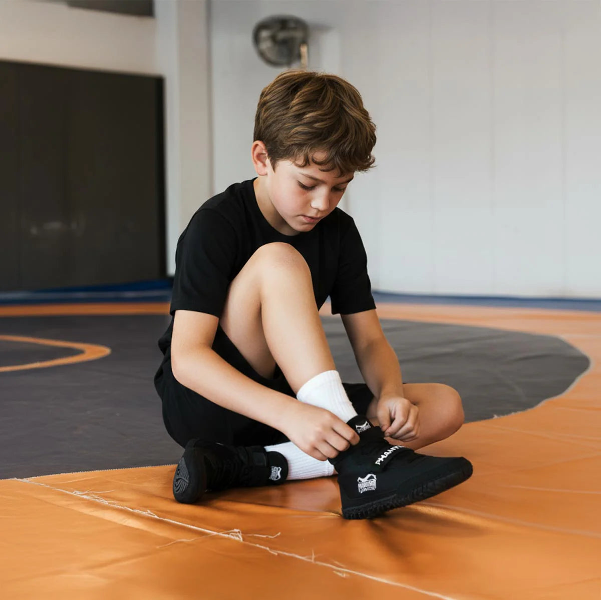 Phantom Athletics Kinder Ringerschuhe Phantom ROOKIE mit Klettverschluss - Schwarz - FIGHTWEAR