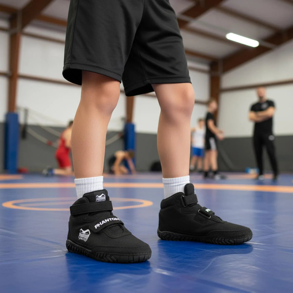 Phantom Athletics Kinder Ringerschuhe Phantom ROOKIE mit Klettverschluss - Schwarz - FIGHTWEAR