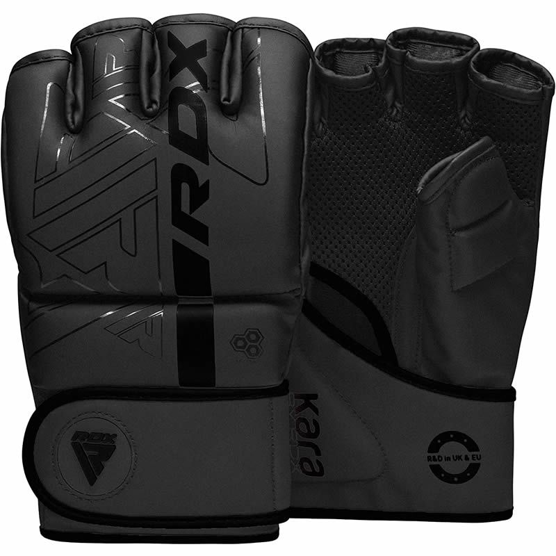 RDX F6 KARA MMA Grappling Kampfhandschuhe Gepolstert - Schwarz - FIGHTWEAR