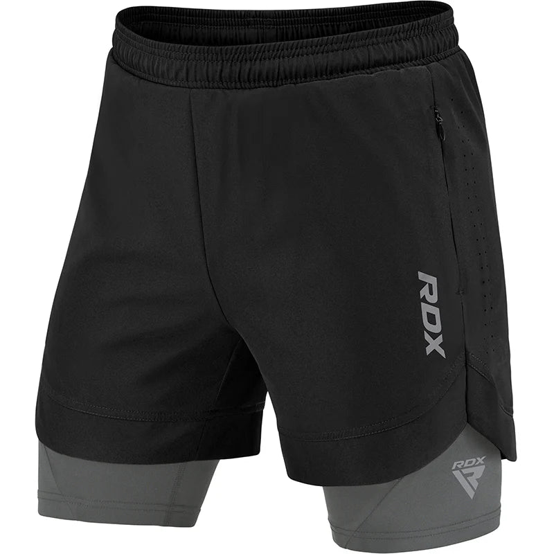 RDX T16 2-in-1-Kompressions MMA Shorts - Schwarz
