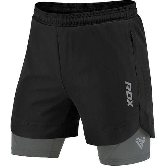 Pantaloncini MMA a compressione 2 in 1 RDX T16 - Neri