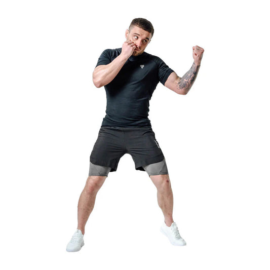 Pantaloncini MMA a compressione 2 in 1 RDX T16 - Neri