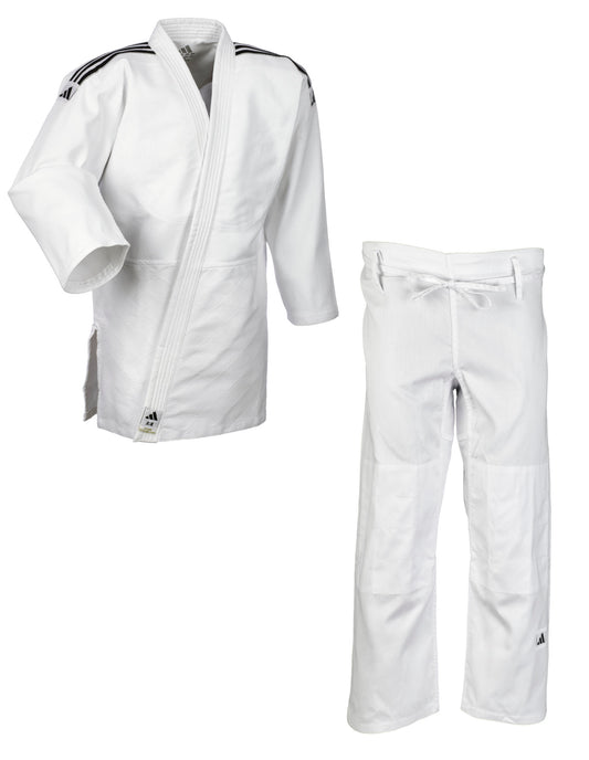 adidas combinaison de judo entraînement blanc/rayures noires J500 