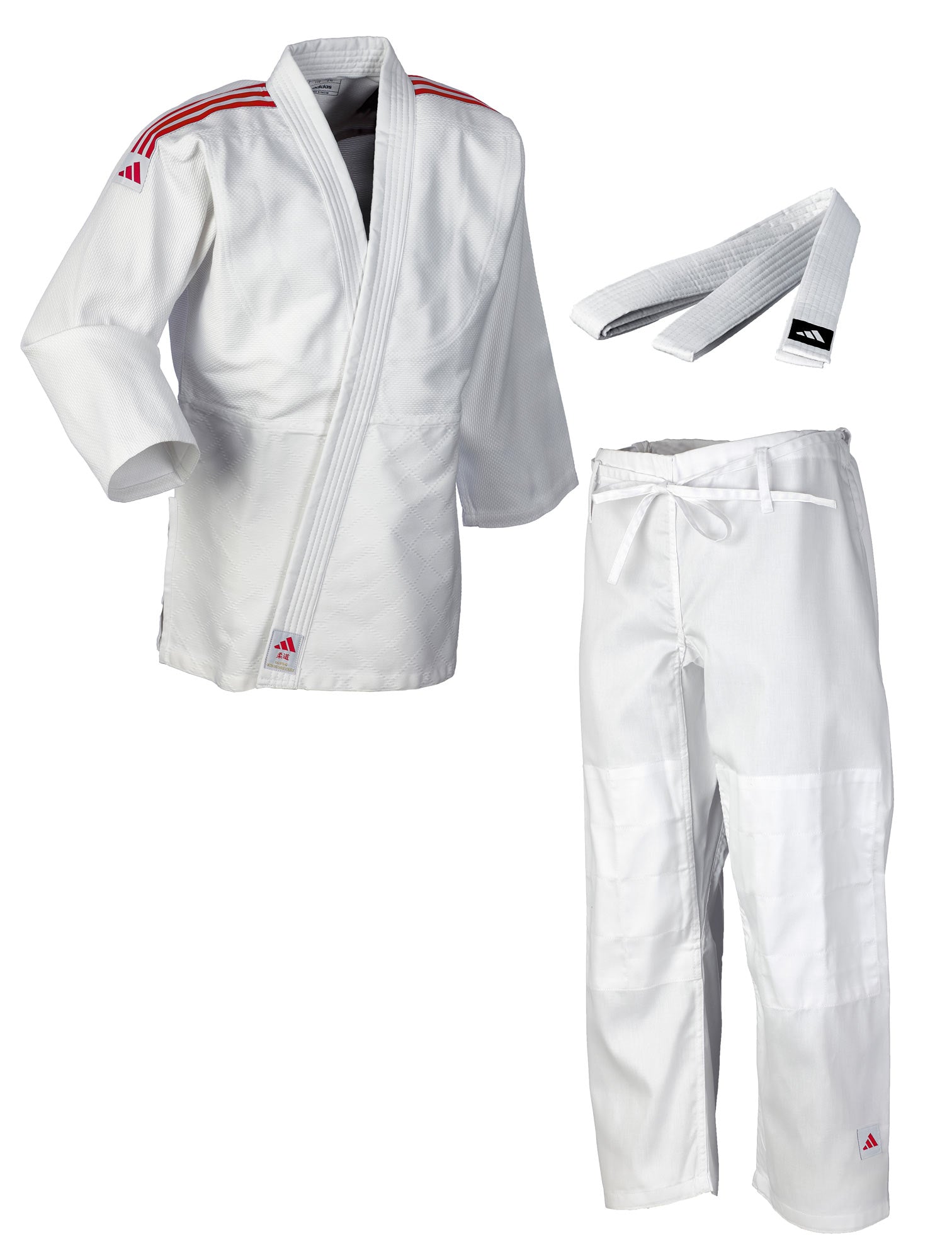 adidas Judo-Anzug Club weiss/rote Streifen, J350 - FIGHTWEAR