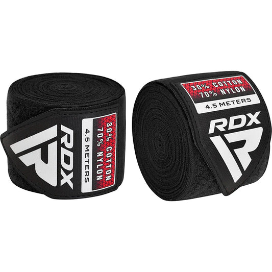 RDX WX 4.5 Bandages de boxe professionnels - Noir