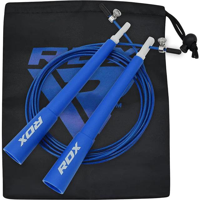 Corde à sauter réglable RDX C8 avec revêtement en PVC - Bleu