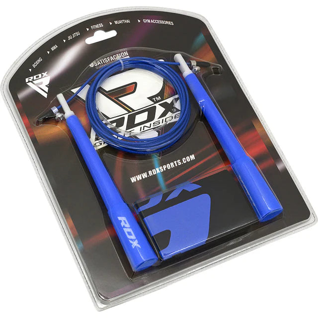 Corde à sauter réglable RDX C8 avec revêtement en PVC - Bleu