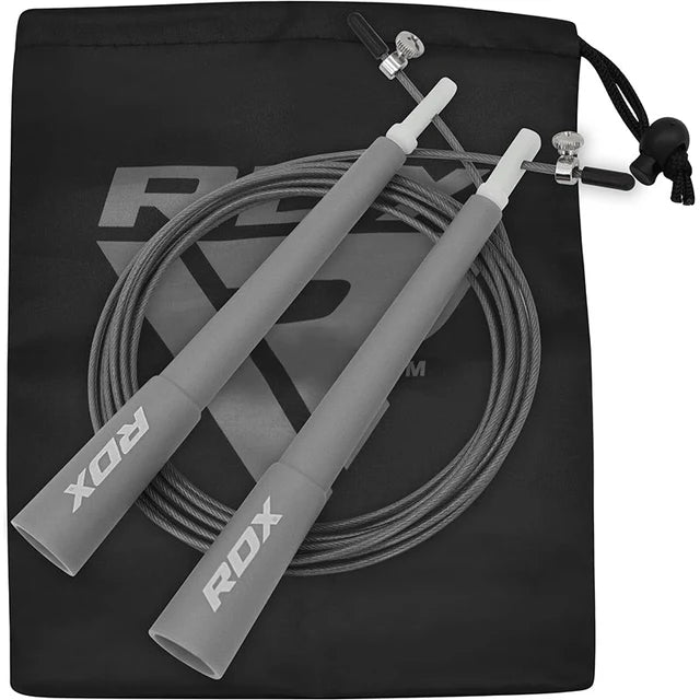 Corde à sauter réglable RDX C8 avec revêtement en PVC - Gris