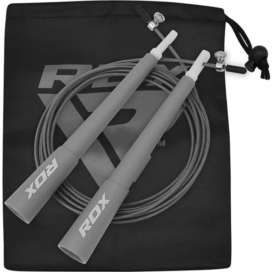 Corde à sauter réglable RDX C8 avec revêtement en PVC - Gris