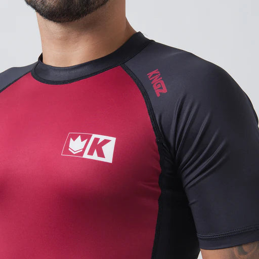 Kingz Krown S/S Jiu Jitsu Rash Guard - Maron - FIGHTWEAR