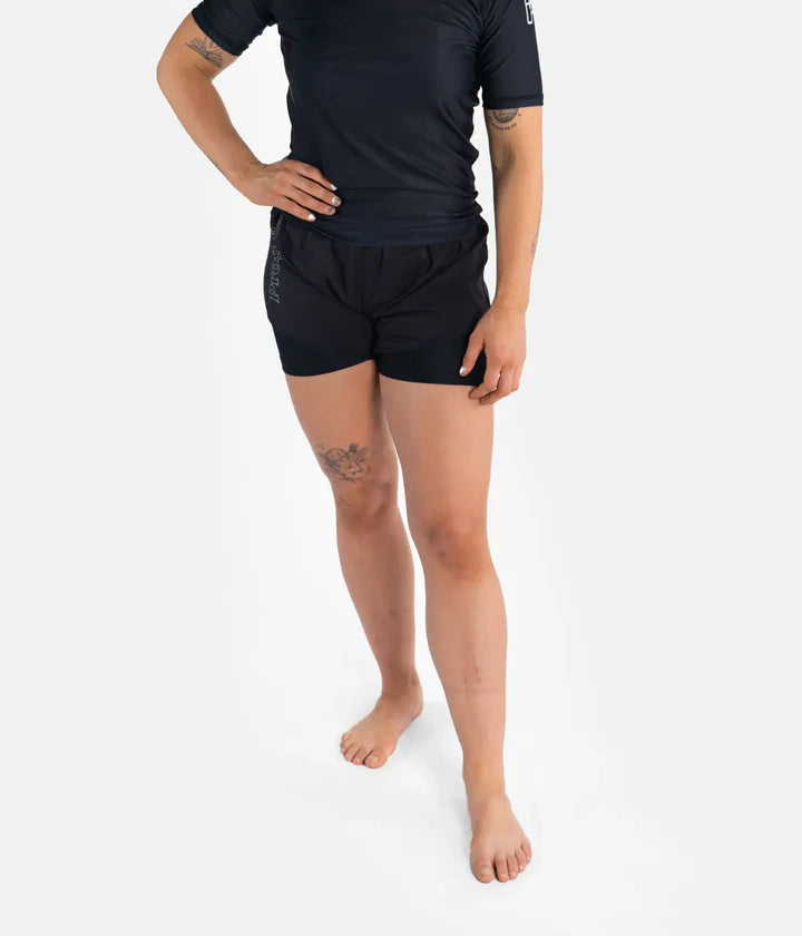 Progress Women's Flex Hybrid Shorts - Schwarz - FIGHTWEAR