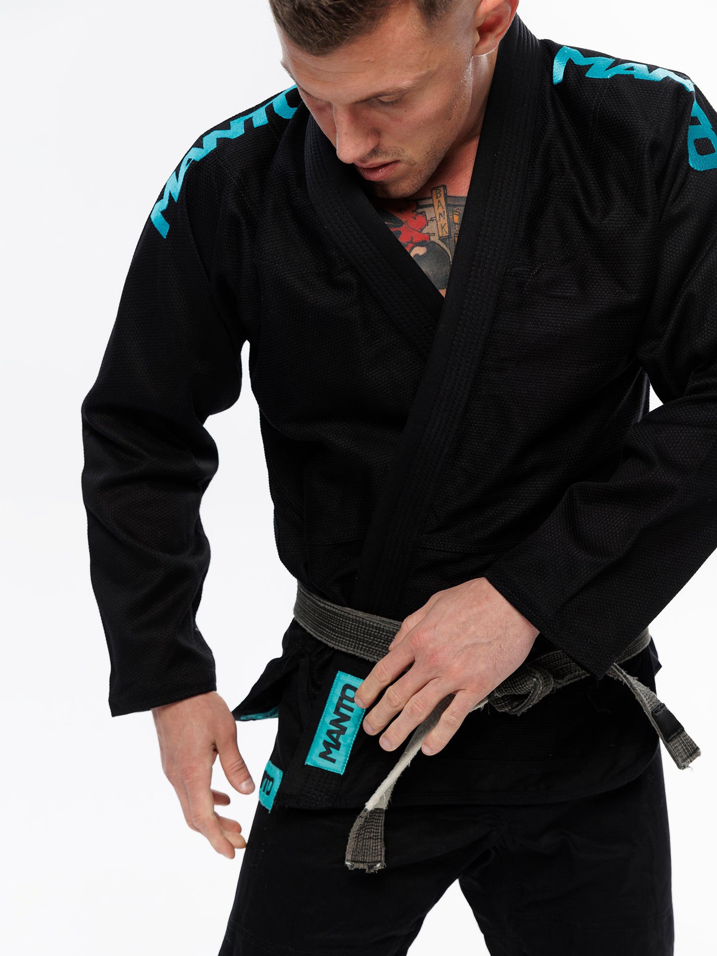 MANTO "X5" BJJ GI nero - turchese