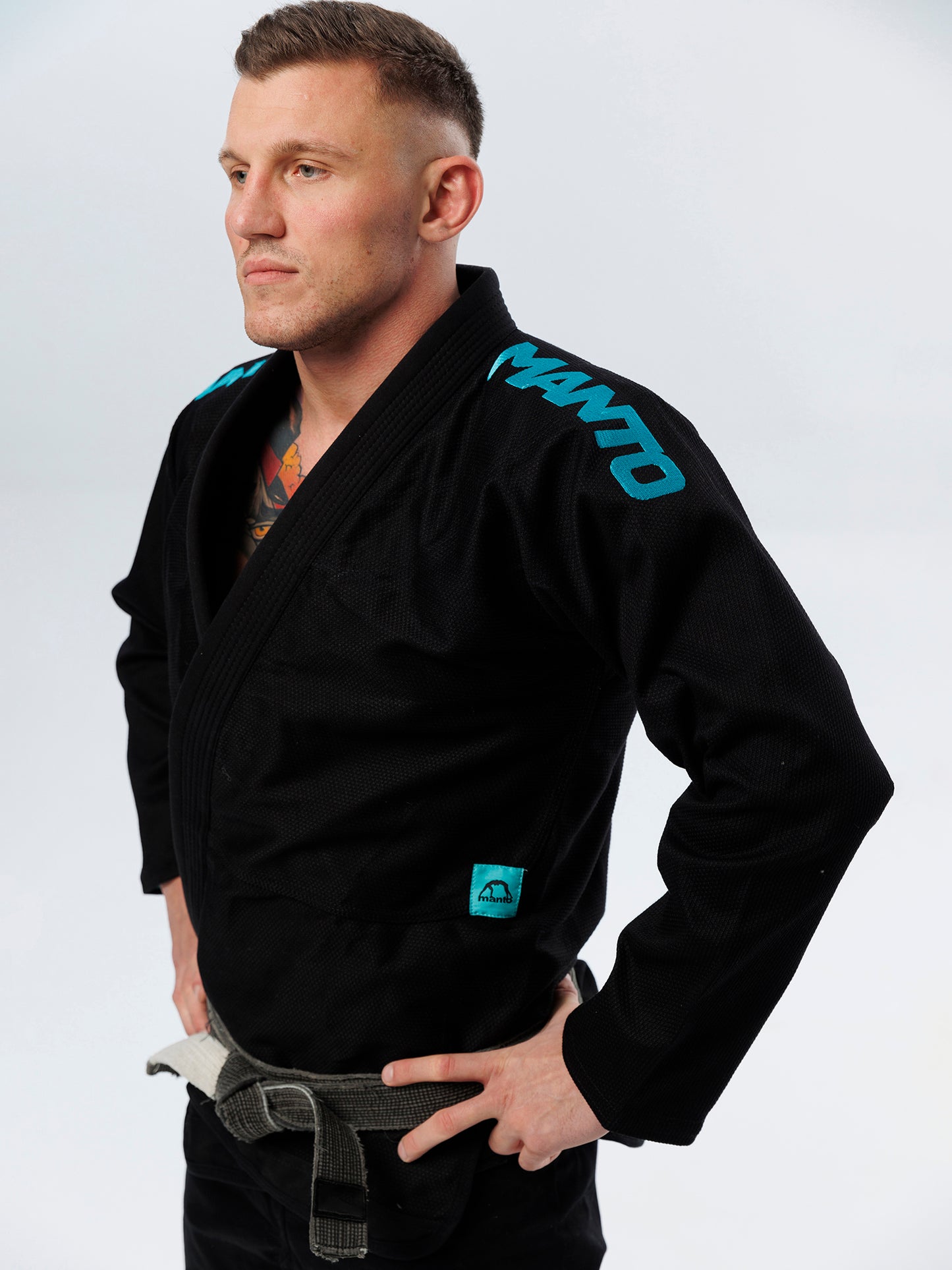 MANTO "X5" BJJ GI nero - turchese