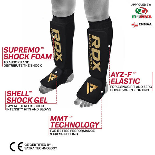 RDX SI Gepolsterte Schienbeinschützer OEKO-TEX® Standard 100 certified - Schwarz