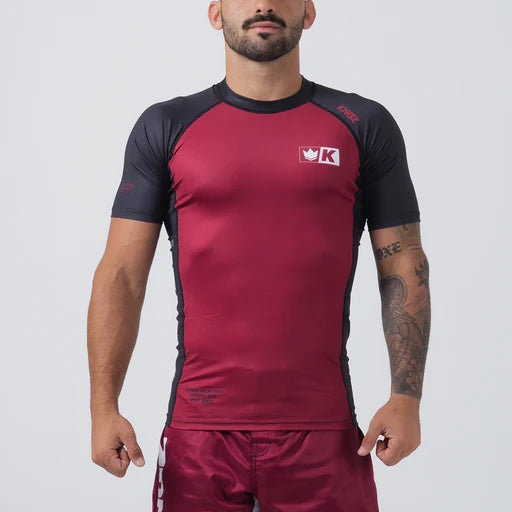 Kingz Krown S/S Jiu Jitsu Rash Guard - Maron - FIGHTWEAR